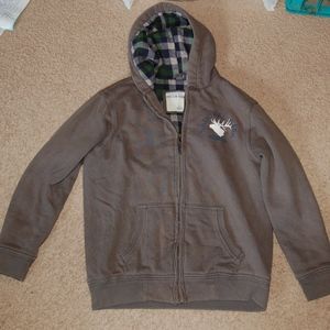 Flannel Lined Gray Zip Up Hoodie